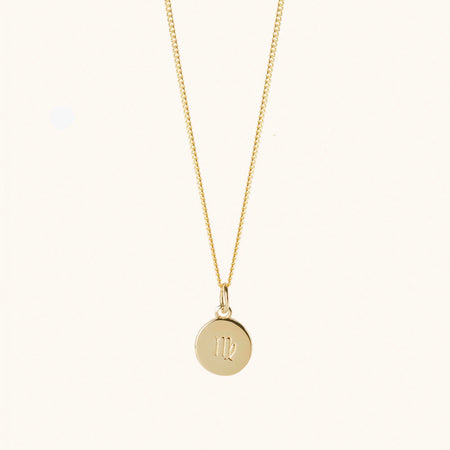 Gold Zodiac Disc Necklace With Curb Chain